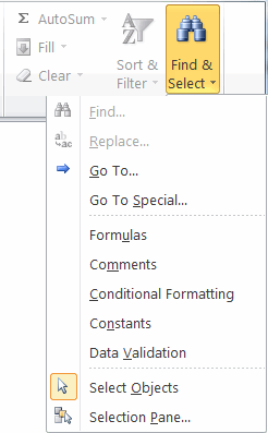 Select objects in Excel