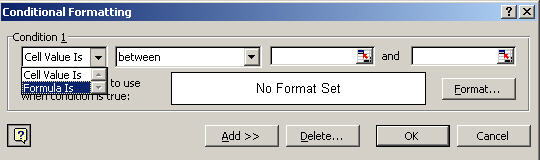 Conditional formatting window