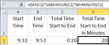 excel convert time to minutes