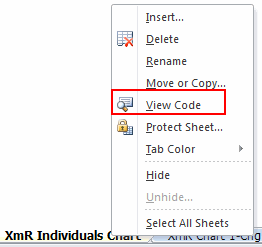 view code on an excel worksheet