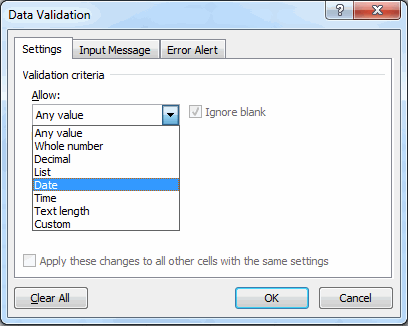 data validation window