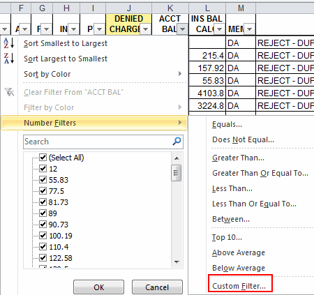 custom autofilters in Excel