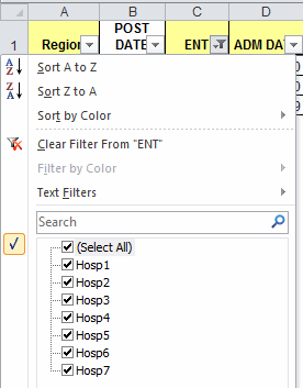 Excel's autofilter function