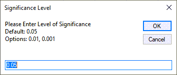 significance level prompt in QI Macros statistical software