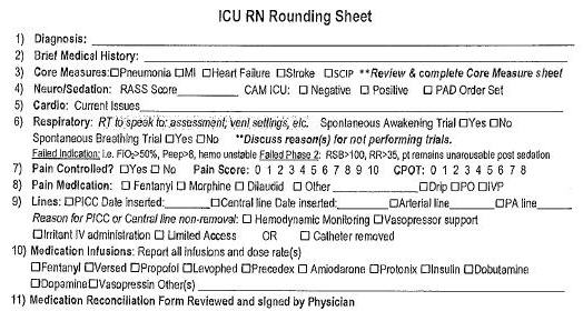 example of hospital rounding form