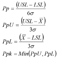 Pp Ppk formulas use standard deviation
