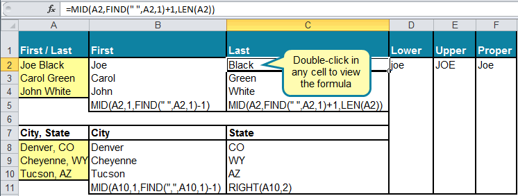 Excel Text Formulas Template - QI Macros
