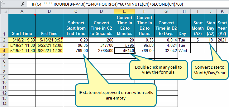 Excel Time Formulas Template - QI Macros