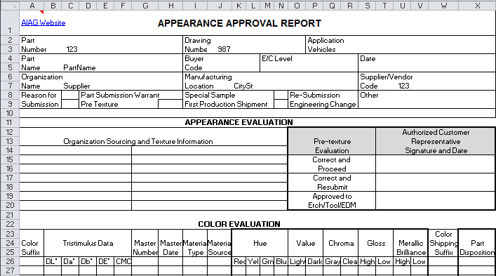 Appearance Approval Report