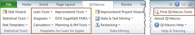 find tools on QI Macros menu
