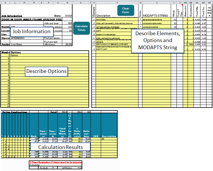 modapts template excel performs all calculations